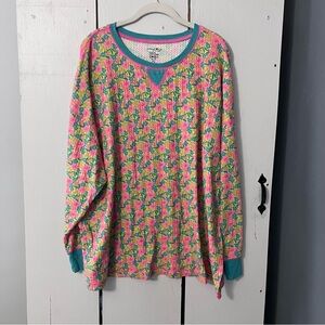 Natural Life Waffle Pajama Top Long Sleeve Womens XL Floral